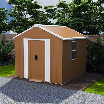 Casetta da giardino 1,8x1 m, capanno per attrezzi da esterno in metallo resistente alle intemperie con finestra, porta con serratura e sistema di ventilazione, senza pavimento, robusta casetta da giardino in acciaio per corti