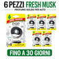Confezione da 6 o 12 Arbre Magique POP Fresh Musk, profumatori auto solidi, fragranza morbida e fresca, formato scorta per auto, furgone, armadio e piccoli ambienti
