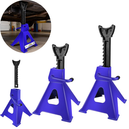 Set di 2 cavalletti per veicoli pesanti da 3 tonnellate, cavalletti di sicurezza a cricchetto per camion, altezza regolabile 29–43 cm, attrezzi di supporto per cambio pneumatici per camion, SUV e camper (due pezzi per confe