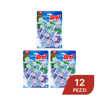 Confezione da 8, 12 o 16 Bref Power Activ Pino e Lavanda, tavolette WC da 4x50 g, detergente solido per pulizia e freschezza del WC