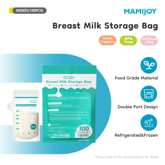 MAMIJOY 100PCS Sacchetto di stoccaggio del latte materno 150ML Usa e getta di piccola capacità Sacchetto di stoccaggio del latte congelato Sacchetti di alimentazione sicuri BPA-FREE MSB05