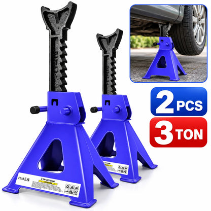 Cavalletto per assale da 3 tonnellate, cric per auto, set da 2, in acciaio resistente, regolabile in altezza, da 11,4 a 17 pollici, cavalletto per auto/furgoni/veicoli, strumento per riparazioni in garage/officina