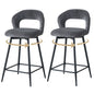 EGOONM Set da 2/4 sgabelli da bar girevoli in lino con schienale aperto e poggiapiedi, sedie da bar moderne imbottite per isola cucina, gambe in metallo nero