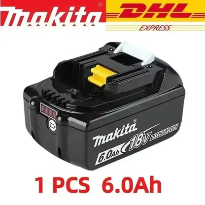 Batteria ricaricabile agli ioni di litio LXT originale Makita 18V 6.0Ah, per BL1860B BL1850 BL1840 18V con alimentatore.