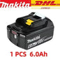 Batteria ricaricabile agli ioni di litio LXT originale Makita 18V 6.0Ah, per BL1860B BL1850 BL1840 18V con alimentatore.