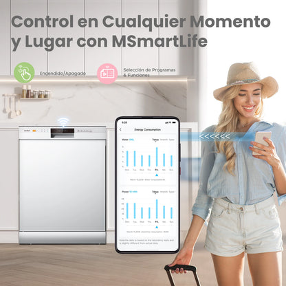 Comfee Lavastoviglie da Incasso a Grande Capacità, Interno in Acciaio Inox, Molteplici Programmi di Lavaggio, Funzionamento Silenzioso, Lavastoviglie a Risparmio Energetico per l'Aggiornamento della Cucina di Casa