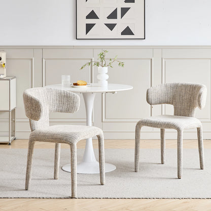 EGOONM Set di 2/4 sedie da pranzo moderne in tessuto di lino, sedie laterali imbottite con schienale curvo, per cucina e soggiorno