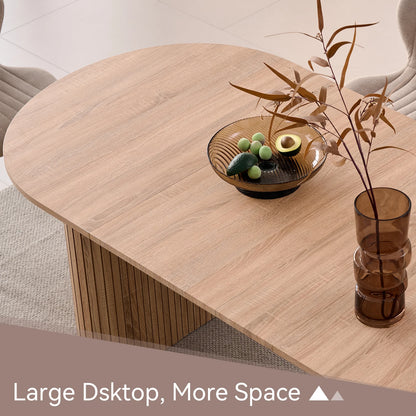 EGOONM Tavolo da Pranzo Moderno Ovale con Base Scanalata, Tavolo da Cucina per 6-8 Persone, Tavolo in Legno per Sala da Pranzo