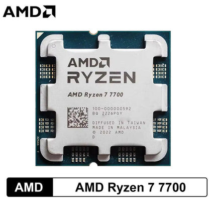 Processore AMD Ryzen 7 7700 per Gaming e Produttività, CPU Desktop 8-Core 12T, 4.5 GHz Max Boost, 5nm 32MB Cache L3, Socket AM5 (Dissipatore Non Incluso)