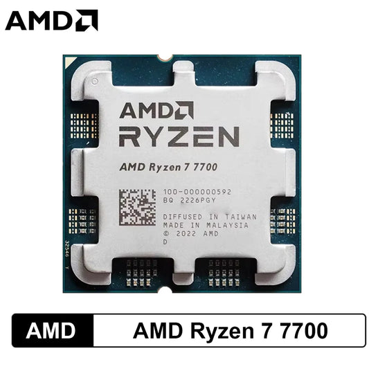 Processore AMD Ryzen 7 7700 per Gaming e Produttività, CPU Desktop 8-Core 12T, 4.5 GHz Max Boost, 5nm 32MB Cache L3, Socket AM5 (Dissipatore Non Incluso)