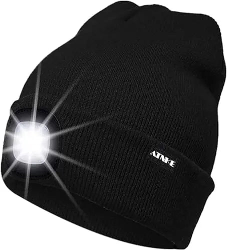 Cappello Illuminato Berretto,USB Ricaricabile Cappello da Corsa 4 LED Impermeabile Luce Invernale Calda Lampada Frontale Regali per Uomo e Donna