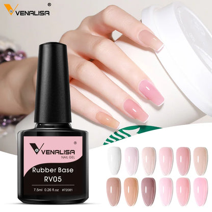VENALISA Base in Gomma Cappotto Colore Gel per Unghie Smalto Gelatina Semi Trasparente Francese per Unghie Camouflage Soak off UV LED Gel per Unghie Smalto