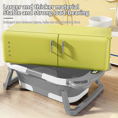 Vasca da bagno pieghevole per bambini con termometro Tappetino da bagno antiscivolo Supporto per cuscino Vasca da doccia portatile per neonato per piscina da viaggio 0-15M