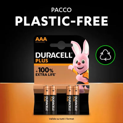 Confezione da 12 Batterie Alcaline Duracell AA Plus, Pacco da 4 Batterie a Lunga Durata