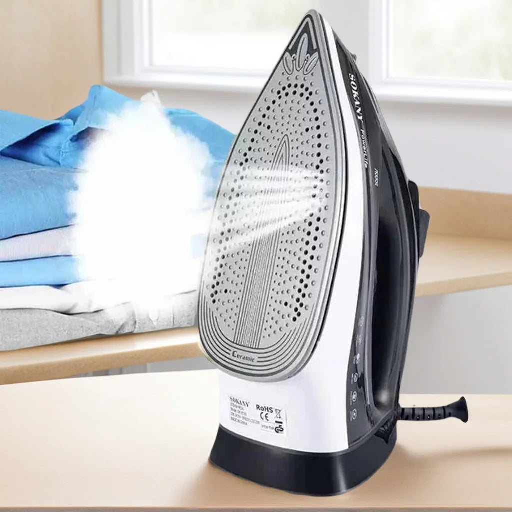 Ferro da Stiro a Vapore Elettrico per Vestiti 1600W, Temperatura Regolabile, Funzione Spray e Vapore Potenziato, Piastra Antiaderente, Serbatoio Acqua da 220 ml, Stiratura Rapida per Casa