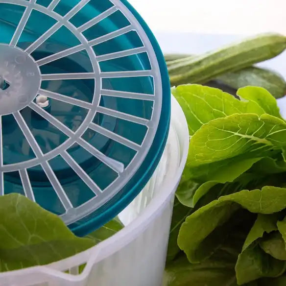 Centrifugatore per Insalata-Grande 6 Litri con Manico e beccuccio Misure- Asciugatura Rapida e Uniforme, Preserva la Croccantezza delle Verdure, Utensile da Cucina