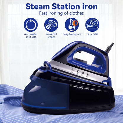 Ferro da stiro a vapore da 2400 W con serbatoio da 1 litro e piastra in ceramica, capacità di emissione di vapore verticale di 40-60 g/min, 360 °   Cavo Girevole per Uso Domestico/Alberghiero
