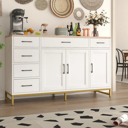 Mobile da Cucina Bianco Mihtrov, Credenza, Mobile Contenitore per Soggiorno, Piano di Lavoro e Due Cassetti, Adatto per Cucina/Soggiorno ﻿