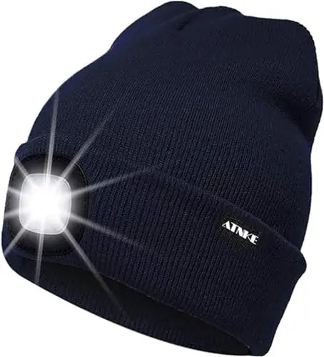 Cappello Illuminato Berretto,USB Ricaricabile Cappello da Corsa 4 LED Impermeabile Luce Invernale Calda Lampada Frontale Regali per Uomo e Donna