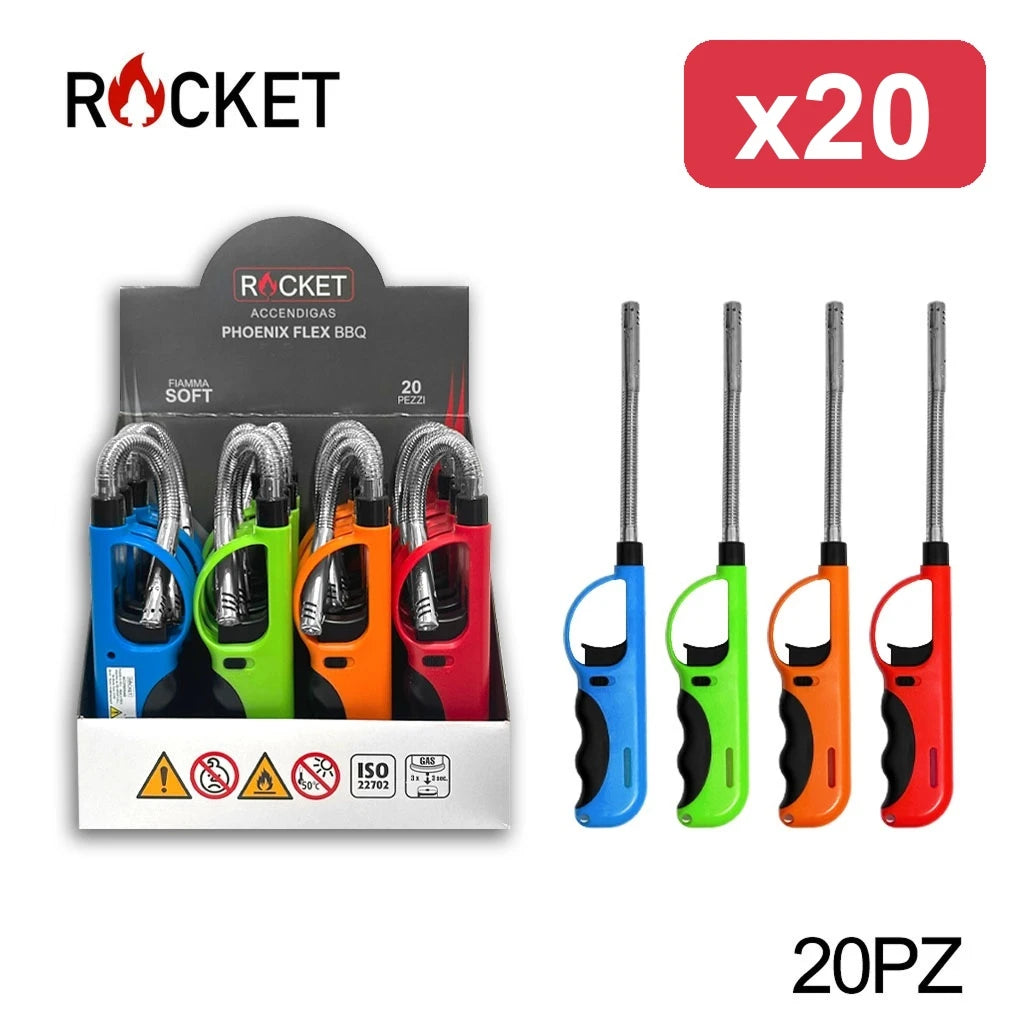Confezione da 20 accendigas Rocket Barney, accenditori multiuso dal design semplice e moderno per cucina, fornelli, candele, barbecue e uso quotidiano