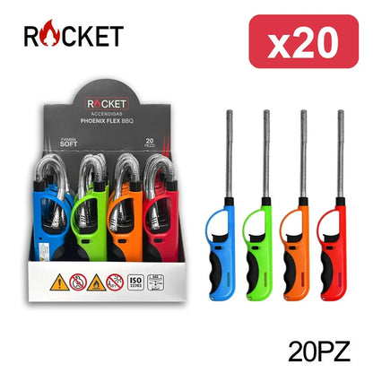 Confezione da 20 accendigas Rocket Barney, accenditori multiuso dal design semplice e moderno per cucina, fornelli, candele, barbecue e uso quotidiano