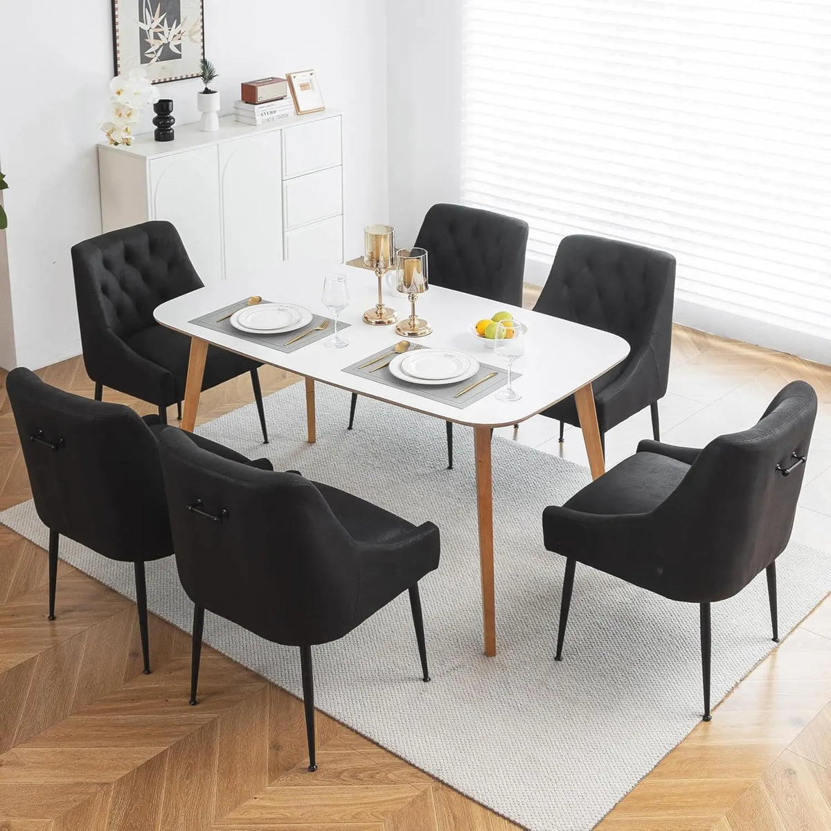 Set di 4 sedie da pranzo, sedie moderne con seduta imbottita e schienale ergonomico con gambe in metallo per cucina/soggiorno/rimessa