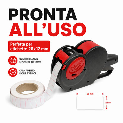 Confezione da 1 Prezzatrice Smart SM2612-08, 1 linea di stampa, 8 cifre, etichettatrice manuale per prezzi, codici, negozi e magazzino