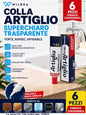 Confezione da 6 Colla Artiglio Super Chiaro 50 ml, adesivo in tubetto per cuoio, pelle, sughero, feltro, legno, plastica e gomma