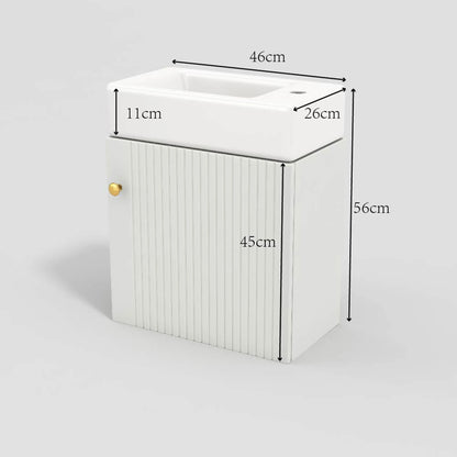 Mobiletto da bagno a parete, armadietto portaoggetti multifunzionale e organizer con lavabo e maniglie dorate, mobile per la casa per bagno degli ospiti, lavanderia e altri piccoli spazi