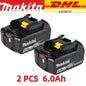 Batteria ricaricabile agli ioni di litio LXT originale Makita 18V 6.0Ah, per BL1860B BL1850 BL1840 18V con alimentatore.