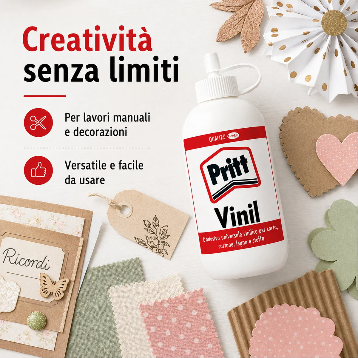 Confezione da 24 Pritt Vinil Universale Trasparente 100 g, colla vinilica per assemblaggio, carta, cartone, legno e lavori creativi