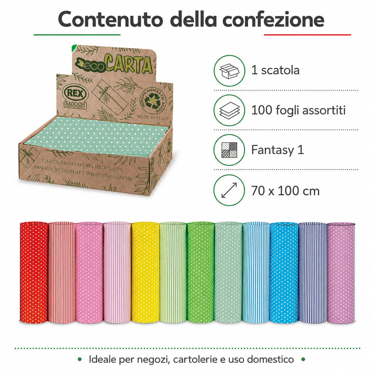 Confezione da 1 Carta Regalo Fantasy, 100 fogli 70 x 100 cm assortiti per confezioni regalo, feste, compleanni e ricorrenze