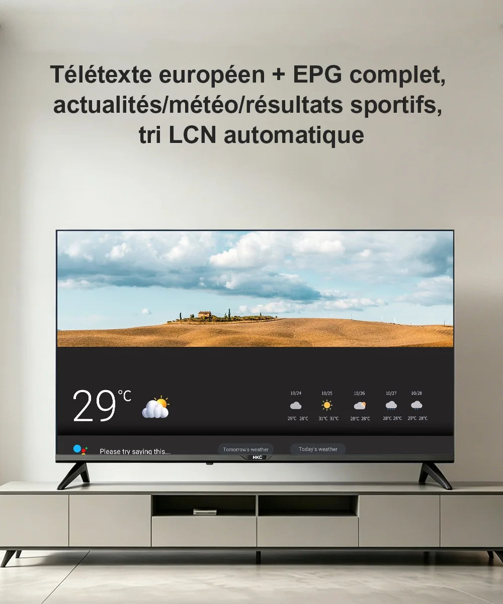 HKC 42Q1L Smart TV FHD da 42 Pollici VIDAA con Pannello Sharp, DVB T2 S2 C Completo, HDR10, Audio Dolby e Porte HDMI, AV, Jack per Cuffie