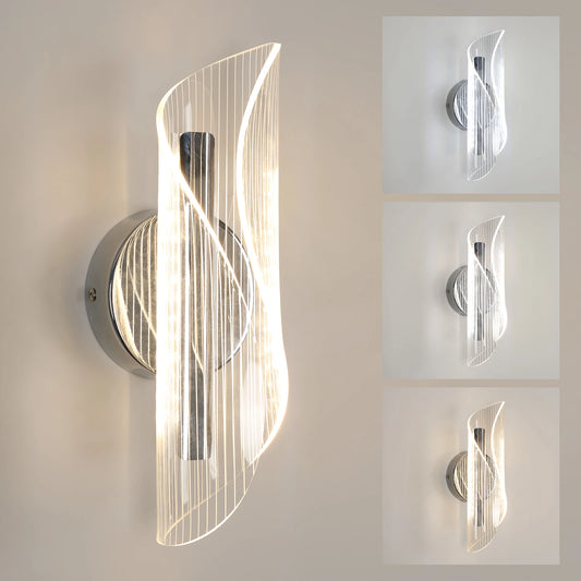 Lampada da parete a LED moderna, lampada da parete a tre colori Lampada da parete a LED per interni per camera da letto, specchio, soggiorno, sala da pranzo, scala