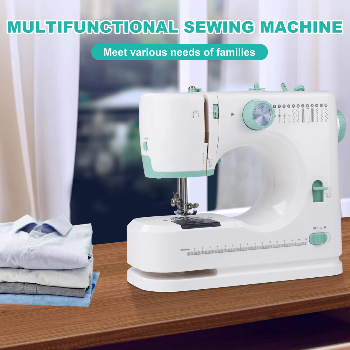 Mini Macchina da Cucire a 12 Punti Multifunzionale per Uso Domestico con Pedale, Facile da Usare, Alta Qualità, EU