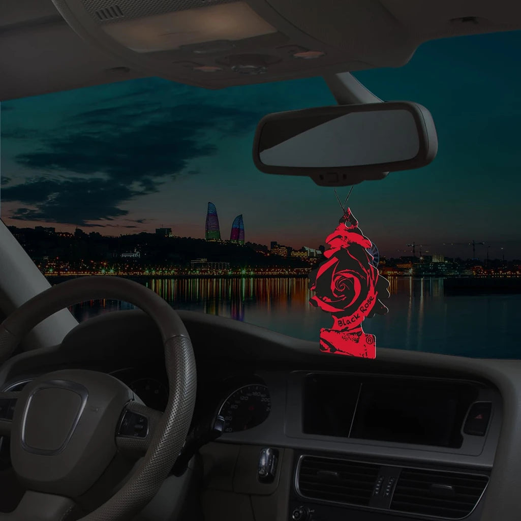 Confezione da 6, 12 o 24 Arbre Magique Black Rose, profumatori auto da appendere, fragranza raffinata e vellutata, formato scorta per auto, furgone, armadio e piccoli ambienti