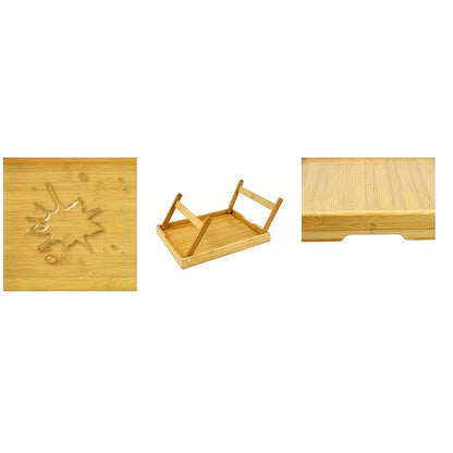 Tavolino portatile multifunzione in bambù, pieghevole e salvaspazio: tavolo portatile multifunzionale, vassoio e organizer per lo stoccaggio.