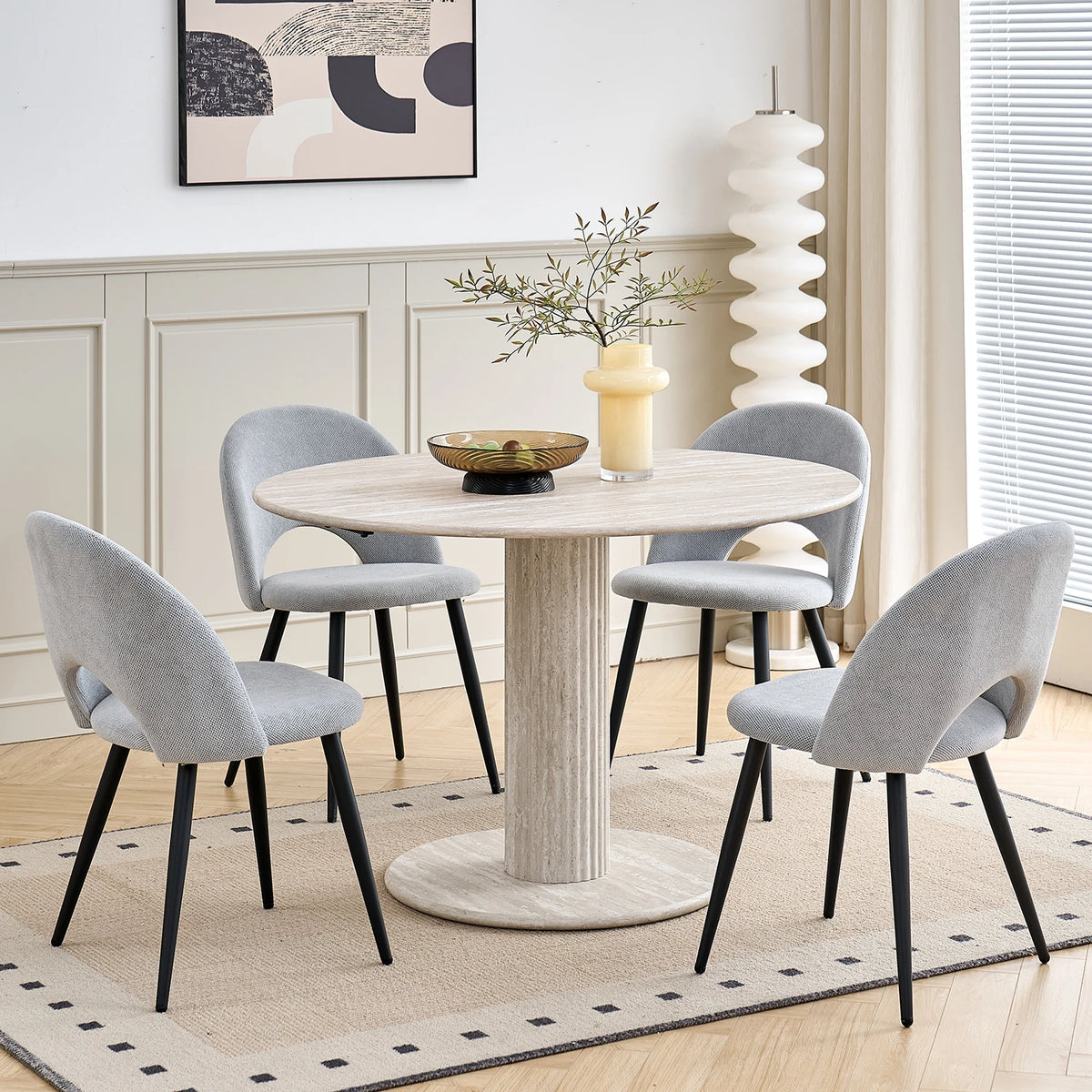 Tavolo da pranzo rotondo in stile nordico, tavolo da pranzo moderno per cucina domestica in legno massello, adatto per 4-6 persone, diametro 115 cm
