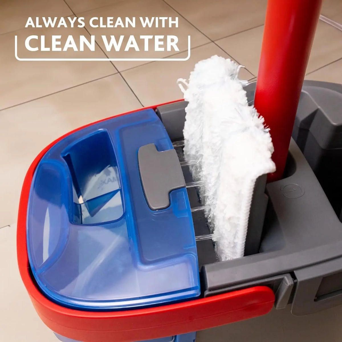 Vileda H2Pro FlatMop – Sistema Lavapavimenti con Secchio a Doppia Vasca, Mop Piatto in Microfibra, Acqua Pulita ad Ogni Risciacquo