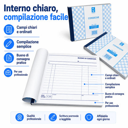 Confezione da 10 blocchi buono consegne Picarta, moduli per consegne, ricevute, magazzino, ufficio e attività commerciali