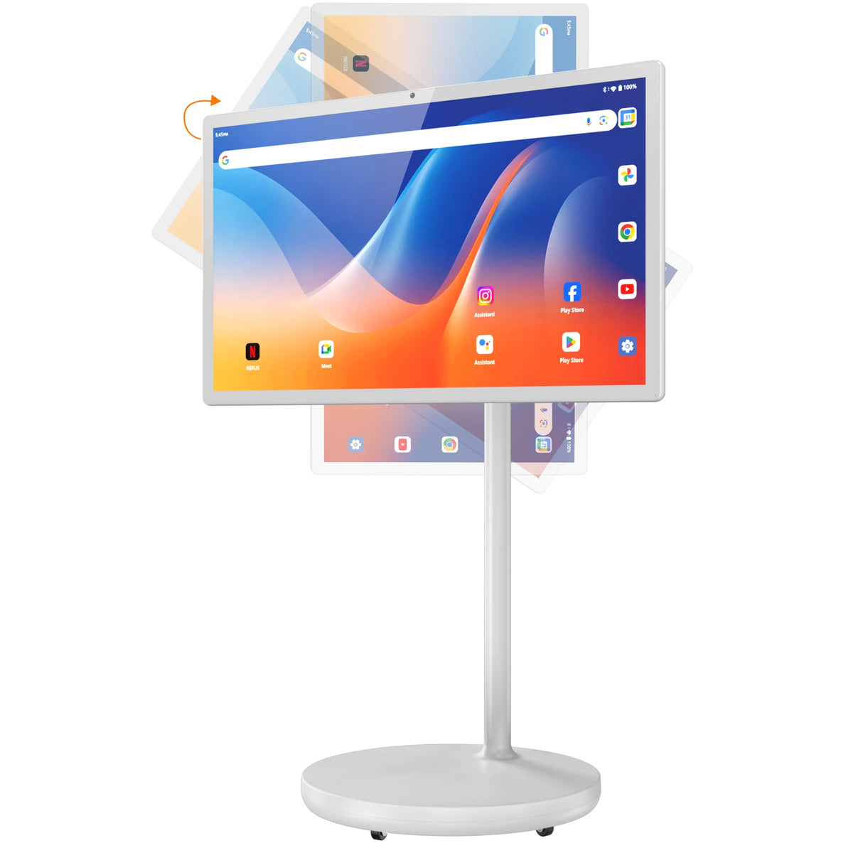 Coolita, TV da terra con schermo touchscreen intelligente da 32 pollici, risoluzione 1080P, sistema operativo Android 15, certificazione Google, batteria da 8000 mAh, schermo girevole, altoparlanti da 10 W x 4.