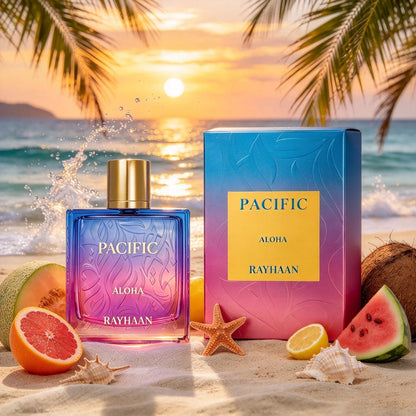 Profumo Rayhaan Pacific Aloha, 100 ml, fragranza fresca di fiori e frutta marina, profumo persistente, adatto a qualsiasi occasione.