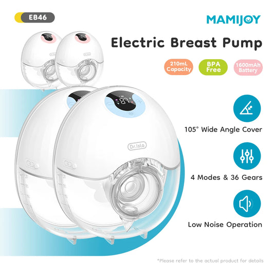 MAMIJOY 2PCS Tiralatte Indossabile 4 Modalità e 36 Livelli Tiralatte Elettrici Portatili Comfort Collettore di Latte Mani Libere Basso Niose