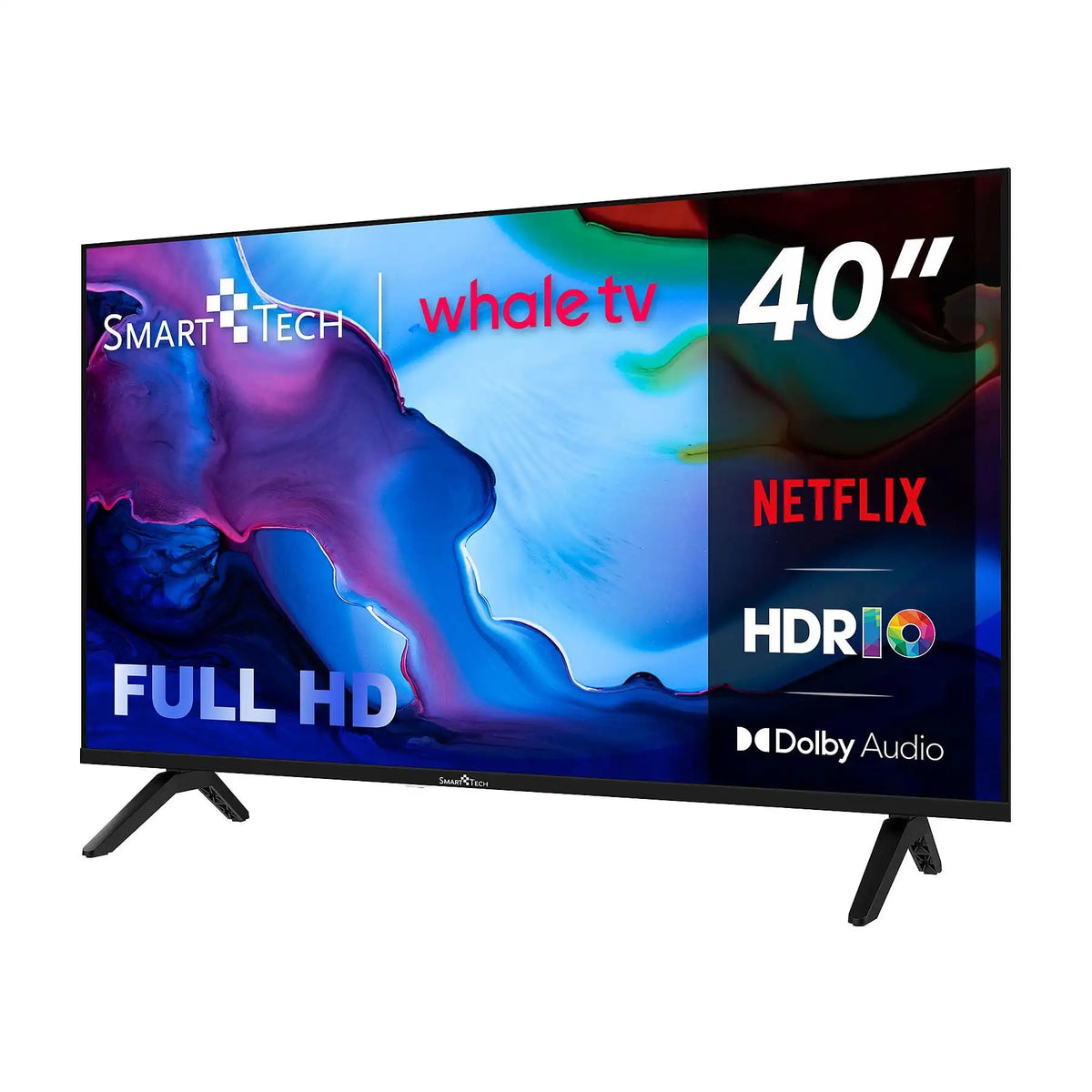 Smart Tech 40FH01K 40 Pollici Full HD Smart TV - Whale OS, HDR10, WiFi, Bluetooth, DVB-T2/S2/C, 3 HDMI, 2 USB, Dolby Digital Plus, VESA 200x200