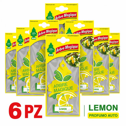 Confezione da 6, 12 o 24 Arbre Magique Limone, profumatori auto da appendere, fragranza fresca e fruttata, formato scorta per auto, furgone, armadio e piccoli ambienti