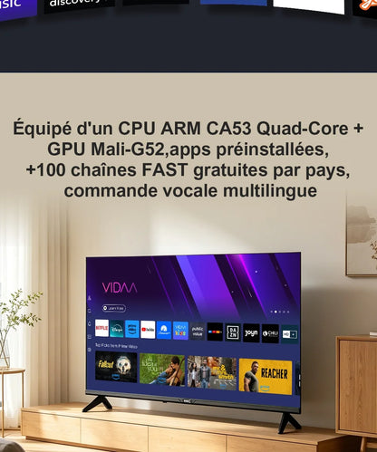 HKC 42Q1L Smart TV FHD da 42 Pollici VIDAA con Pannello Sharp, DVB T2 S2 C Completo, HDR10, Audio Dolby e Porte HDMI, AV, Jack per Cuffie