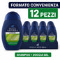 Confezione da 12 Felce Azzurra Doccia Shampoo Sport 250 ml, detergente 2 in 1 per corpo e capelli, 3 L totali