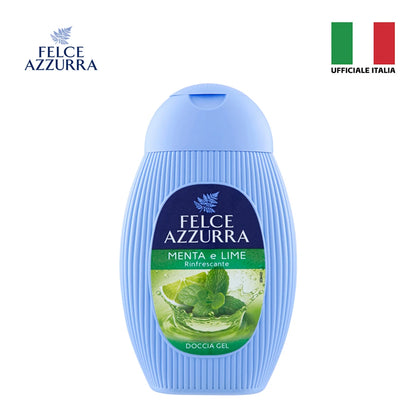 Confezione da 12 Felce Azzurra Doccia Menta e Lime 250 ml, bagnodoccia profumato per la detersione quotidiana, 3 L totali