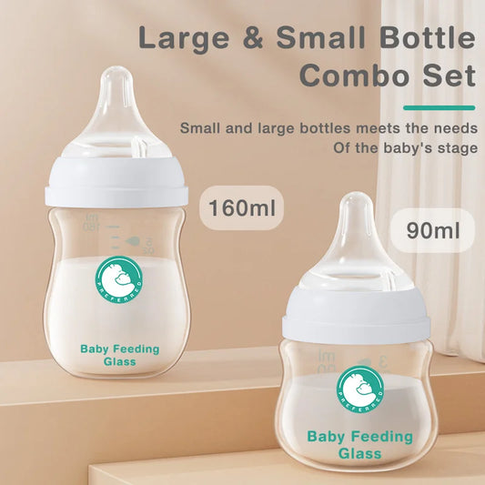 MAMIJOY Biberon anti-stocar Bottiglie di vetro per neonati 90/160ML Biberon per latte anti-flatulenza Infantile BPA gratuito 0-3 mesi