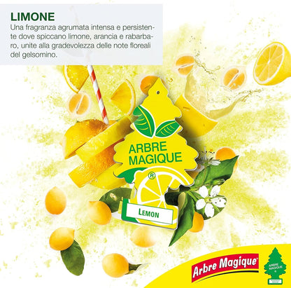 Confezione da 6, 12 o 24 Arbre Magique Limone, profumatori auto da appendere, fragranza fresca e fruttata, formato scorta per auto, furgone, armadio e piccoli ambienti